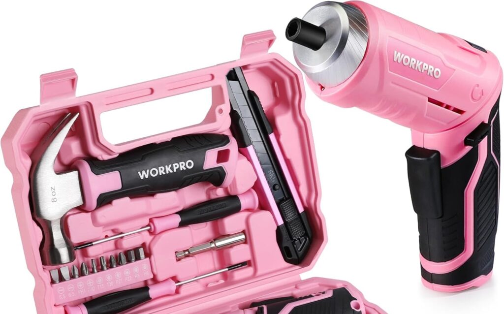 WORKPRO Pink Cordless Screwdriver Set
