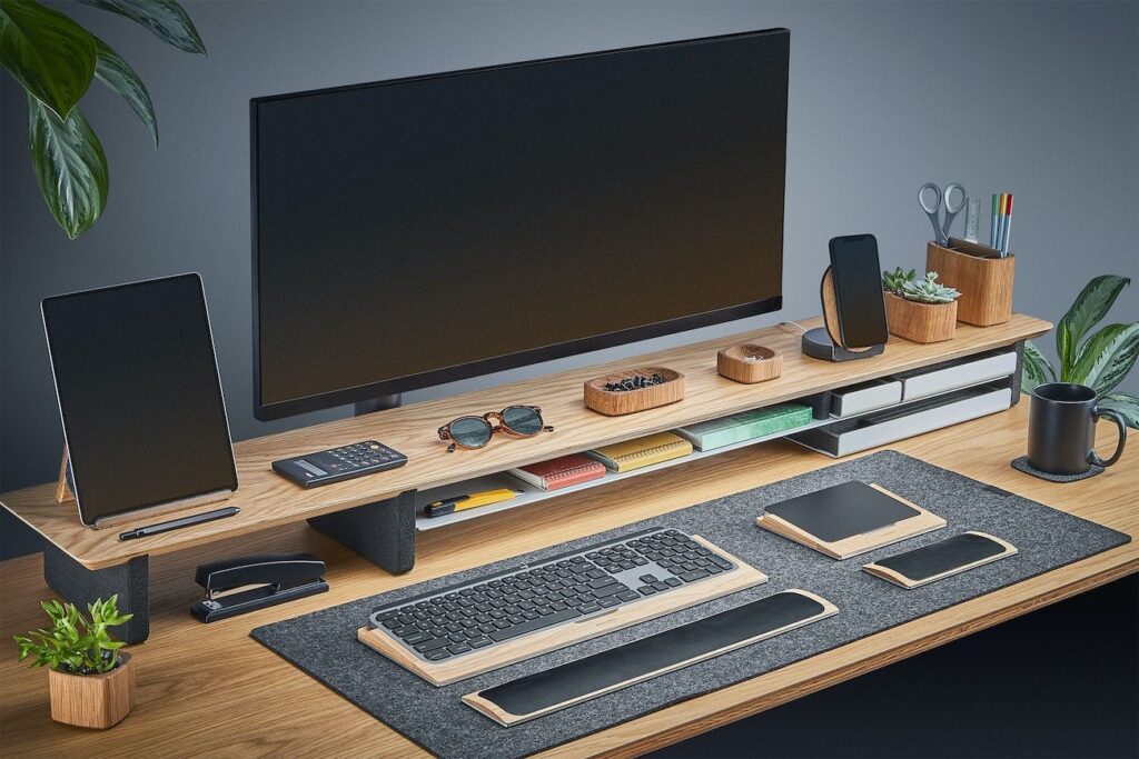 Grovemade Wooden Desk Shelf System